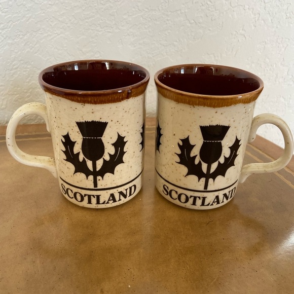 2 Vintage Scotland Mug Thistle Flower The Welsh Beaker Company Made in Wales UK - Picture 1 of 10